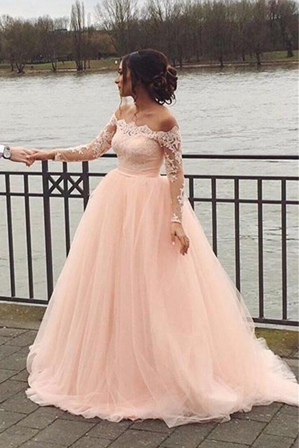 Blush wedding dress long sleeve best sale