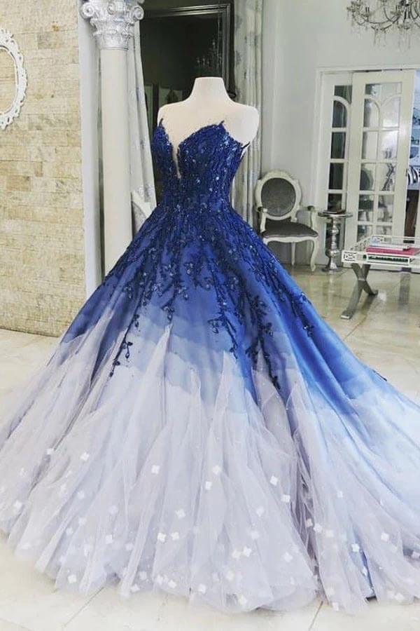 Blue Ombre sale Prom Dress