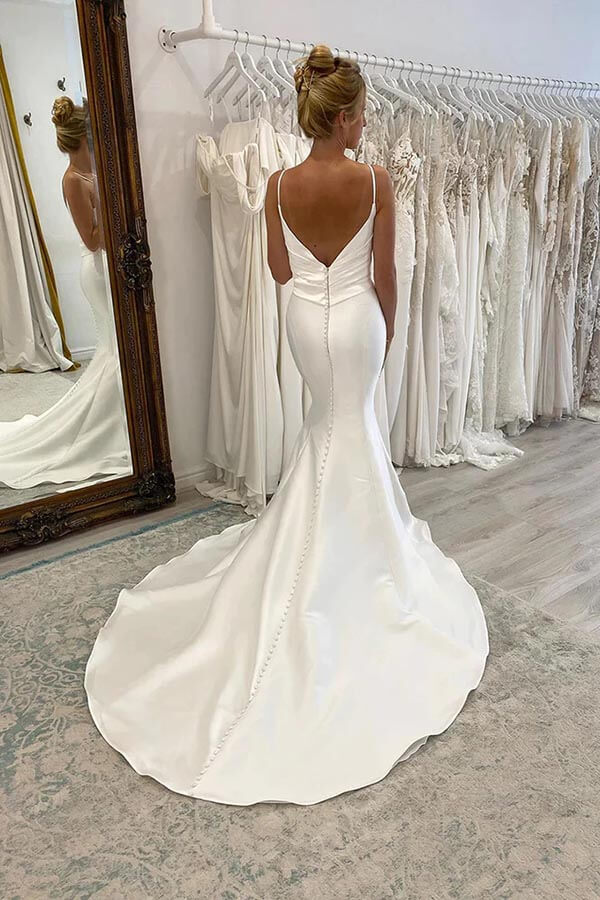 Mermaid Wedding Dress Minimalist Wedding Dress Bridal Gown White