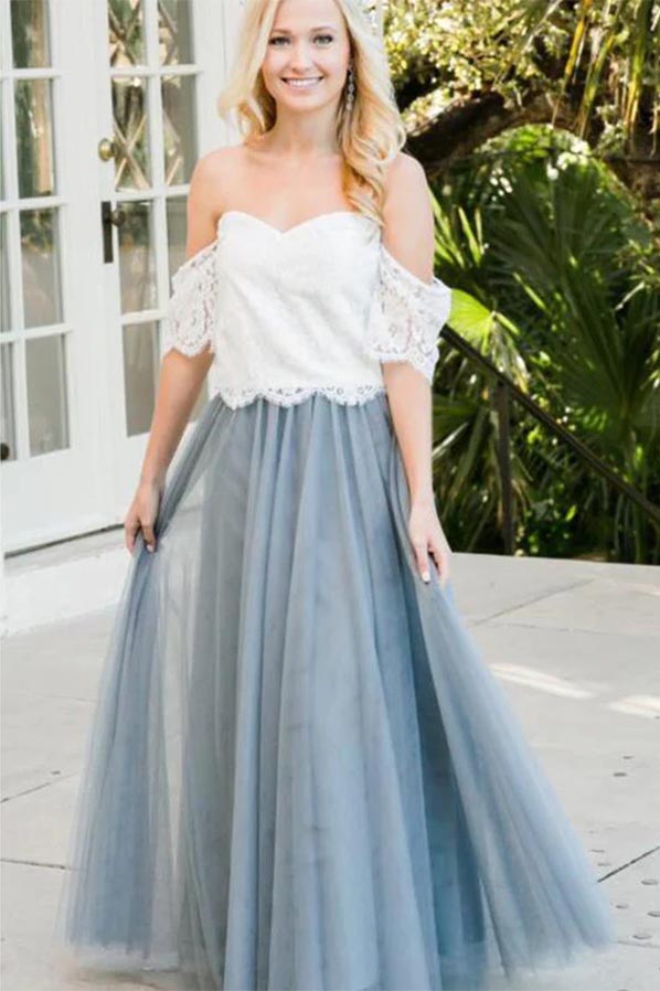 Two piece outlet tulle bridesmaid dress