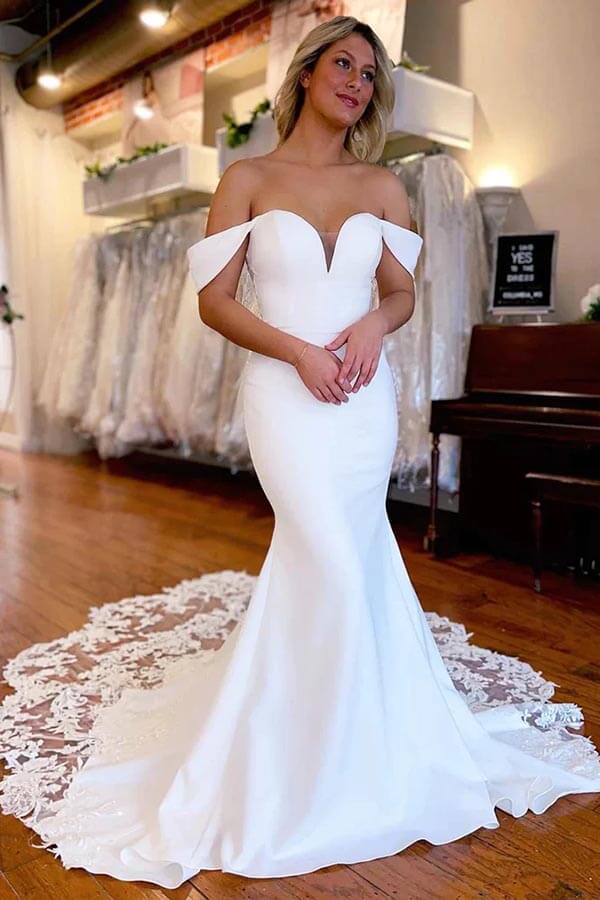 Fashion simple wedding dresses mermaid