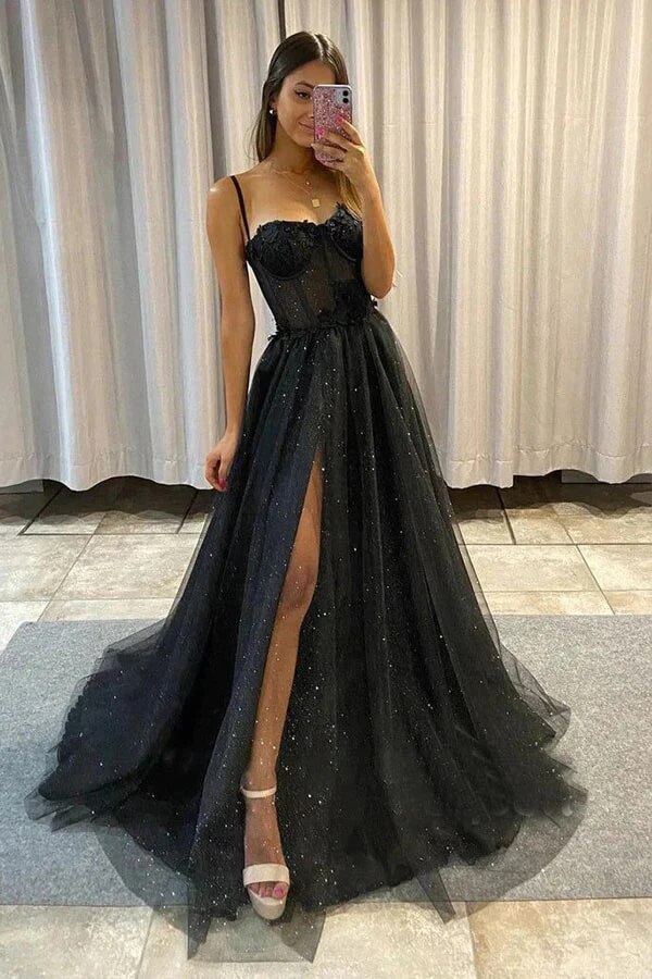 COS The Sheer Tulle Dress in Black