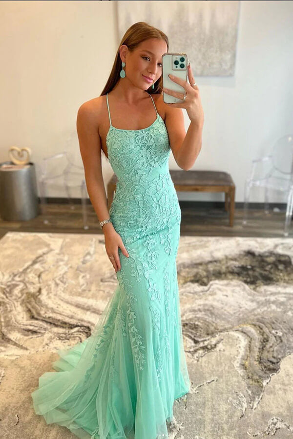 Mint green  Lace prom dress, Green lace dresses, Turquoise