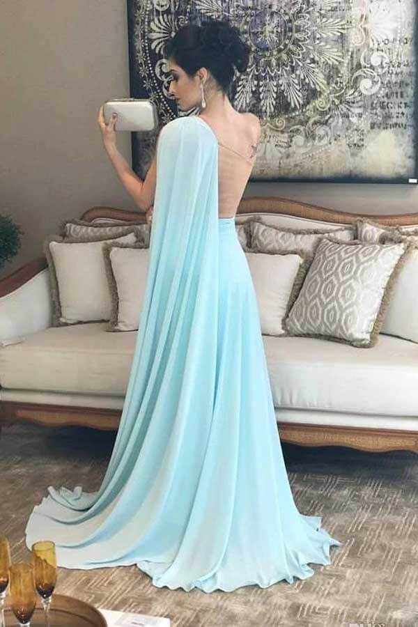 Blue Grecian Bridesmaid Dresses