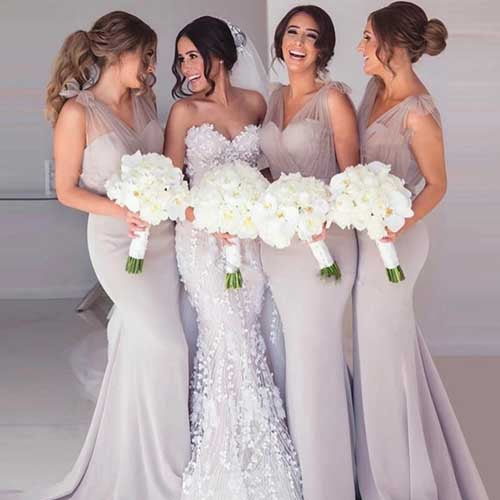 Charcoal Grey Bridesmaid Dresses Long