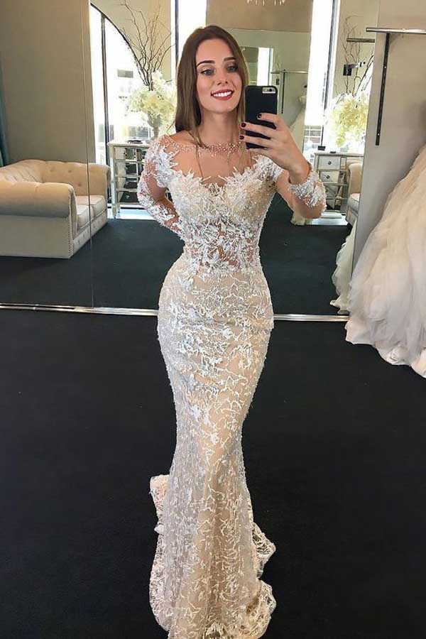 Lace Mermaid Wedding Dress With Sweetheart Corset Back For Beach