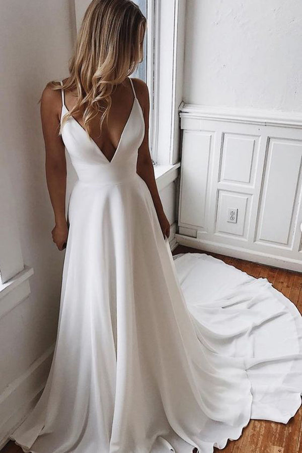 Cheap Spaghetti Straps Lace See Through Wedding Dresses Online,Cheap U –  Musebridals