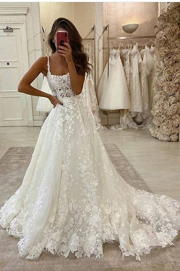 Rustic Scoop Neck Lace Top Flowy Bridal Separates Long Sleeve Two Piece  Wedding Dress