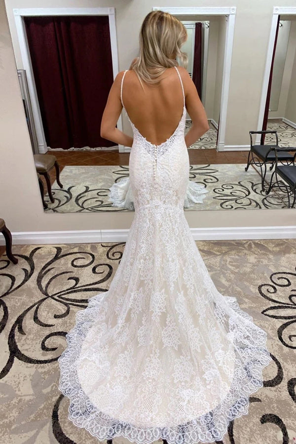Mermaid Wedding Dresses Sweetheart Lace Appliques Open Back Bridal Gowns  custom