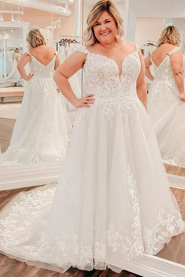 V-Neck Wedding Dress Styles for Plus Size Brides