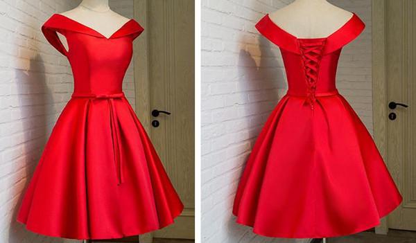 Red Off the Shoulder A-line Short Party Dress