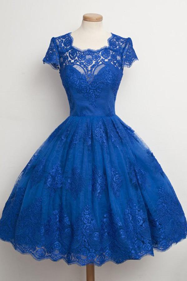 Royal blue best sale tea length dress