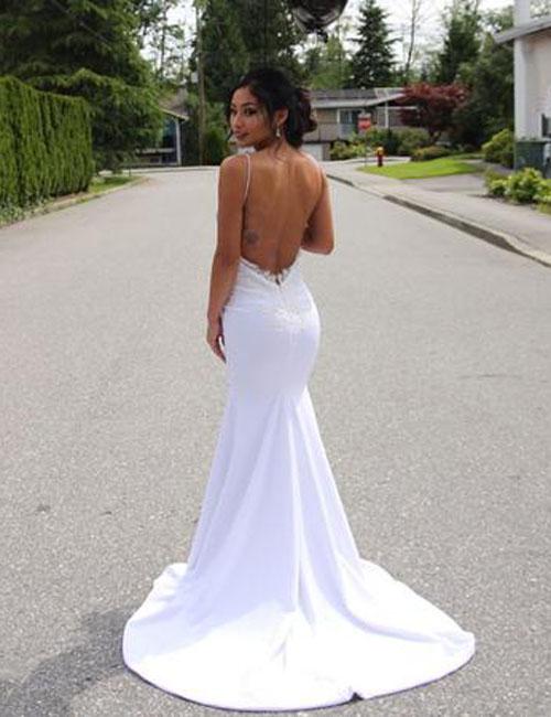 Mermaid Deep V neck Lace Wedding Dresses Open Back Rustic Bridal Gowns  MHL139