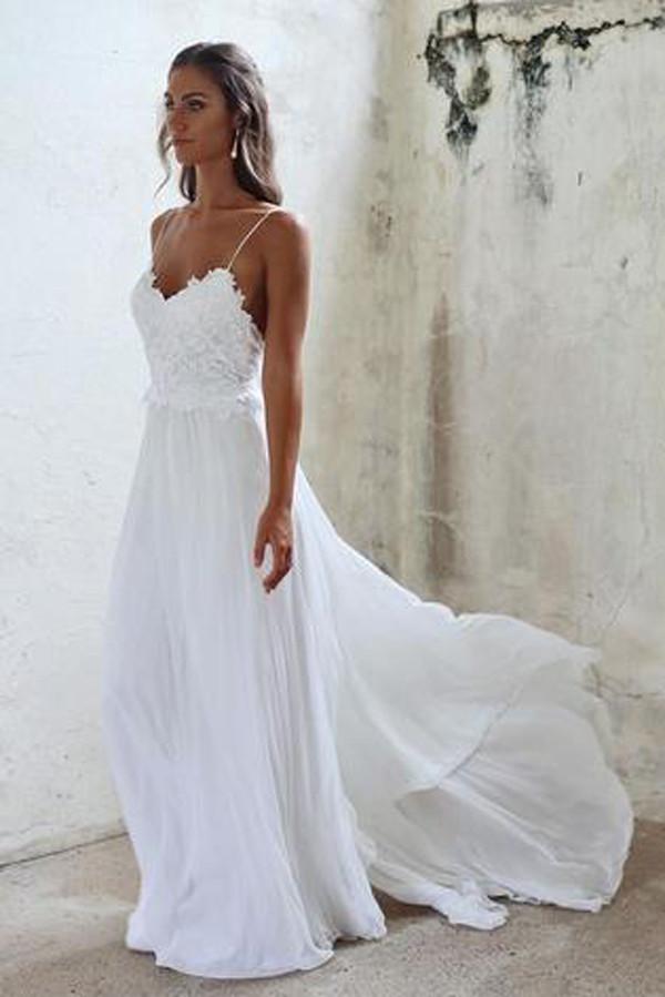 Spaghetti Straps Boho Lace Plus Size Wedding Dress  Wedding dress prices, Wedding  dresses unique, Wedding dresses simple
