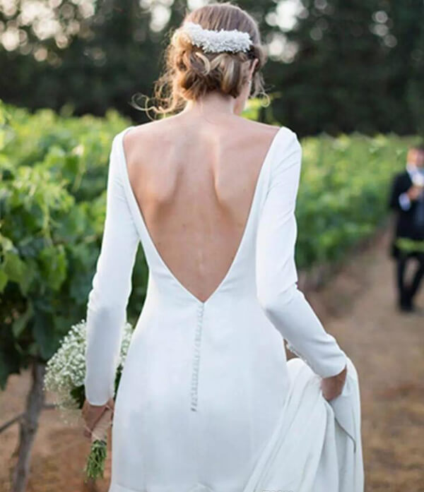 Simple Long Sleeves Sheath Country Wedding Dress, MW515