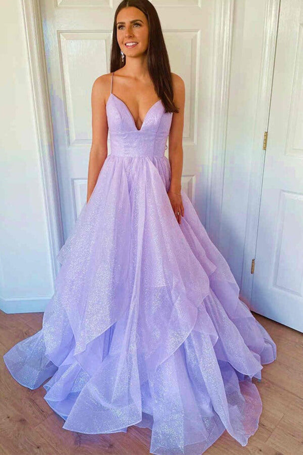Perceptible derivación Ciego Sparkly Lavender Tiered Tulle A-line Prom Dresses MP671 | Musebridals