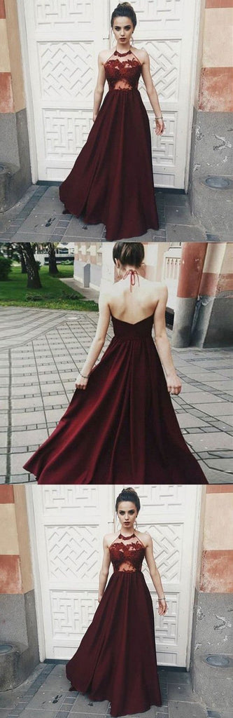 Shiny Maroon Satin Strapless Puffy Long Prom Gown - VQ