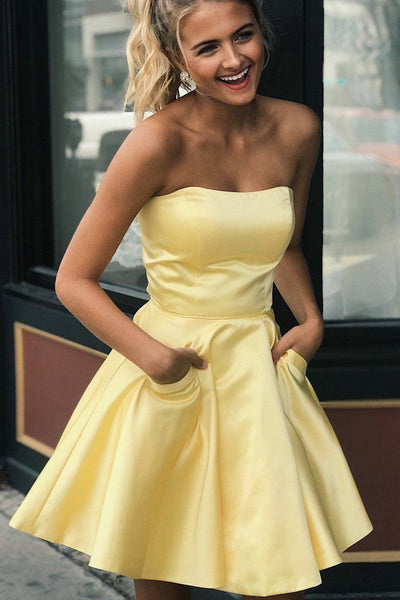 Cheap yellow homecoming dresses best sale