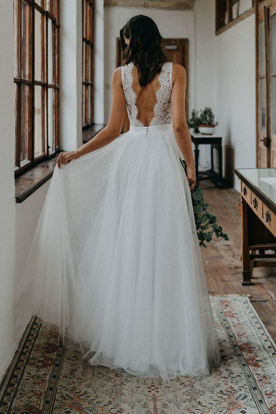 Gorgeous Lace Backless High Neckline Halter Wedding Dress Party Dresses,  MP328 – Musebridals
