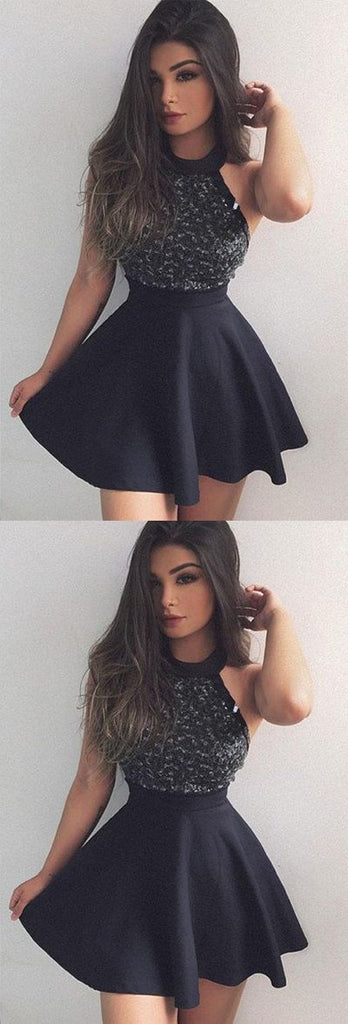 Mini/Short Black Prom Dresses, Cute Black Homecoming Dress