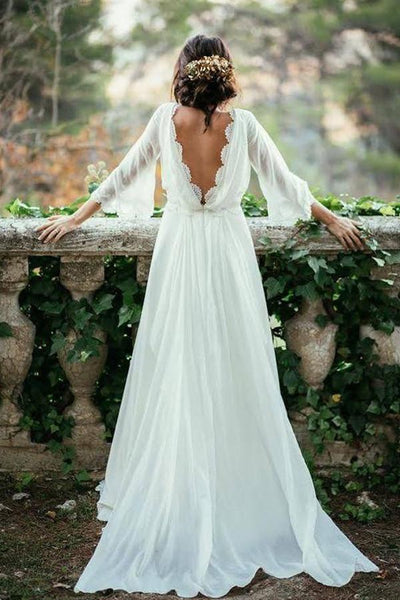 Chiffon A-Line Halter Sleeveless Long Beach Wedding Dress with Lace,MW336