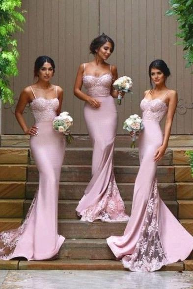 Blush Pink Violet Chiffon Bridesmaid Dress
